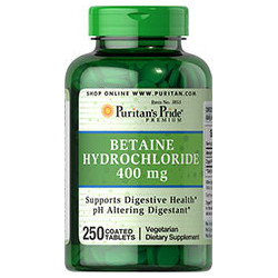 Puritan's Pride Betaina Hcl 400mg - 100 tabl.