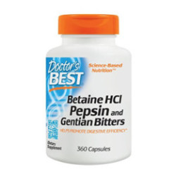 Doctor's Best Betaine HCL Pepsin and Gentian Bitters 360 kaps.
