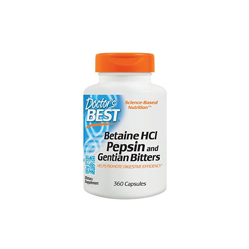 Doctor's Best Betaine HCL Pepsin and Gentian Bitters 360 kaps.