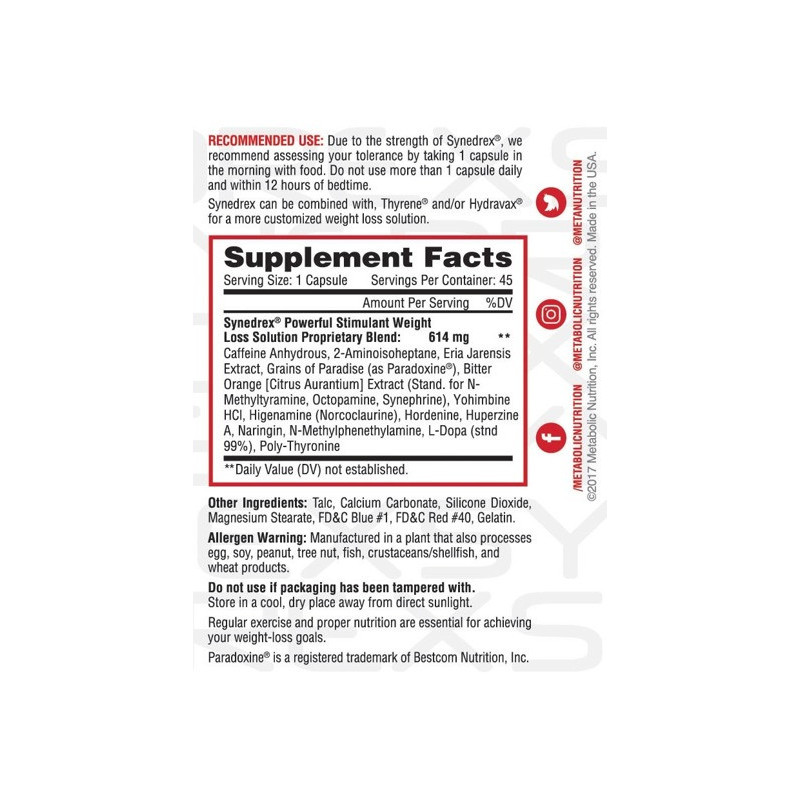 Metabolic Nutrition Synedrex 45 kaps.